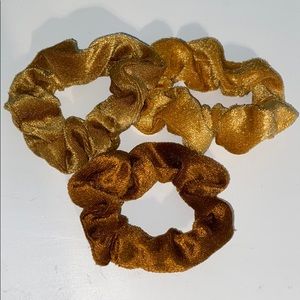 3 Gold / Yellow Velvet Scrunchies